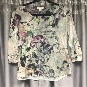 Coldwater Creek Floral Long Sleeve Shirt